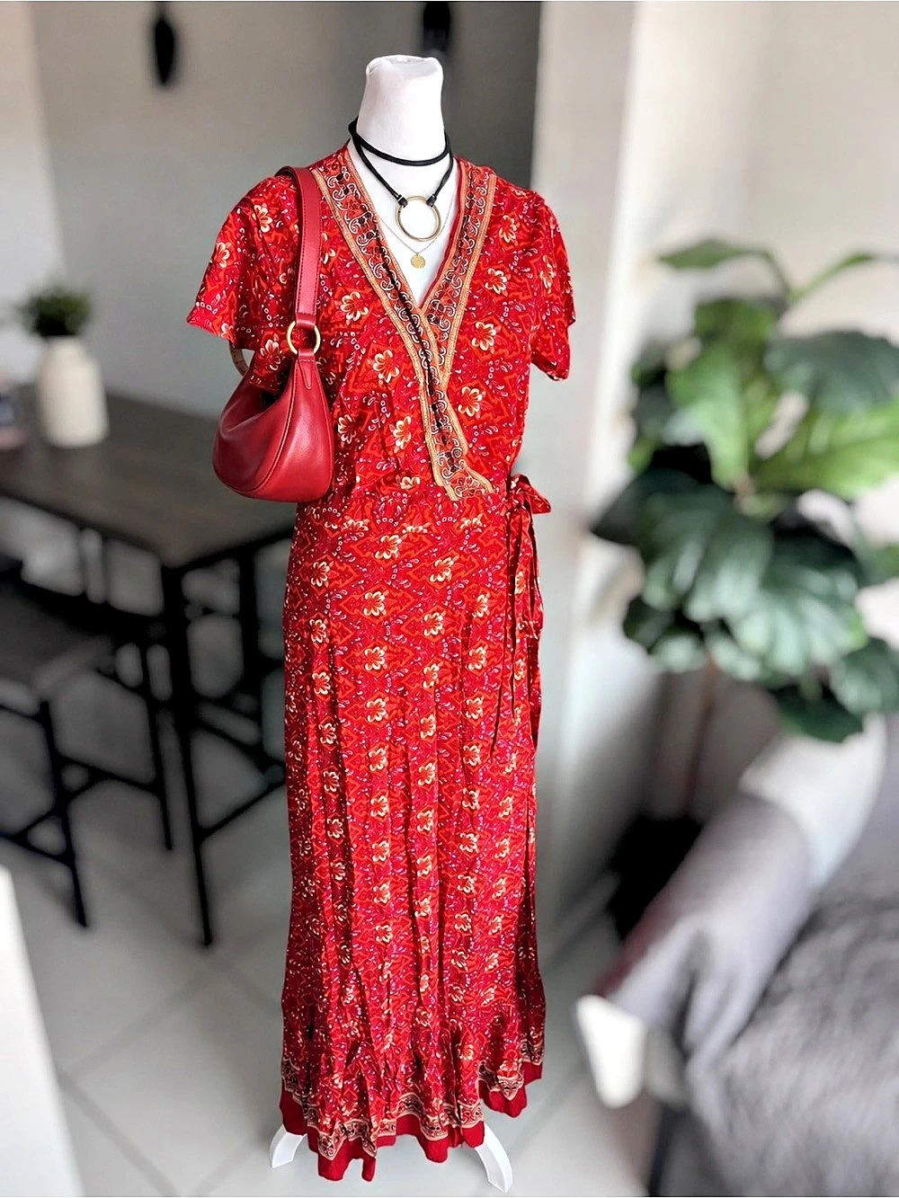 Zesica Medium Women’s Boho Wrap Maxi Dress